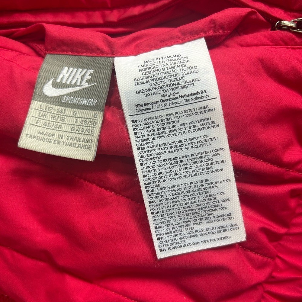 Nike Reversible‎ Puffer Jacket Kids Large 12-14 Pink Black Plaid Windbreaker Zip - Picture 4 of 10